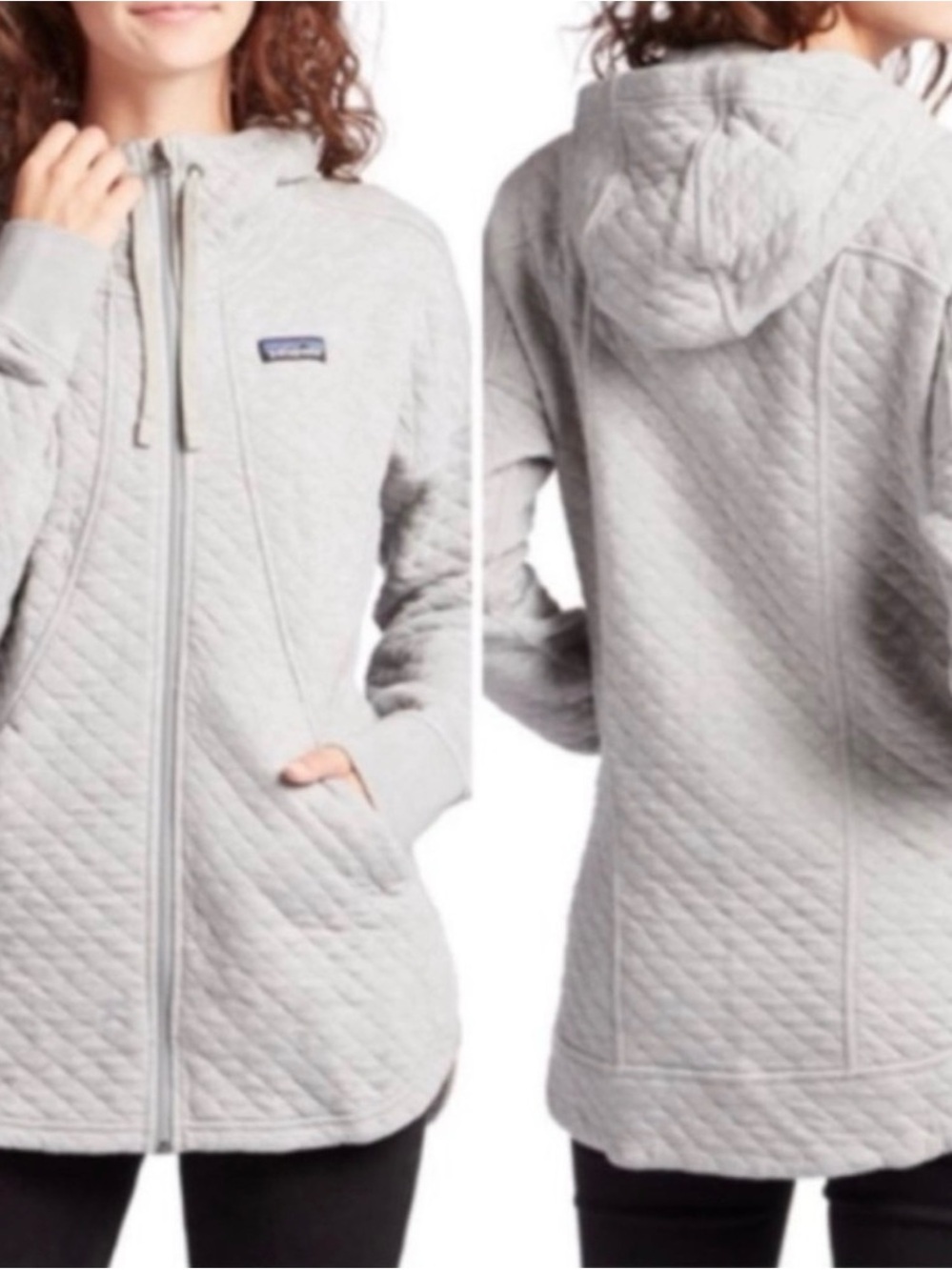 Women's Organic Cotton Quilt Hoody Grey Med